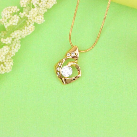 "Rose Gold Twist Pendant with Central Round Stone and Side Accents, XPPT1509 - Picture 13 of 13